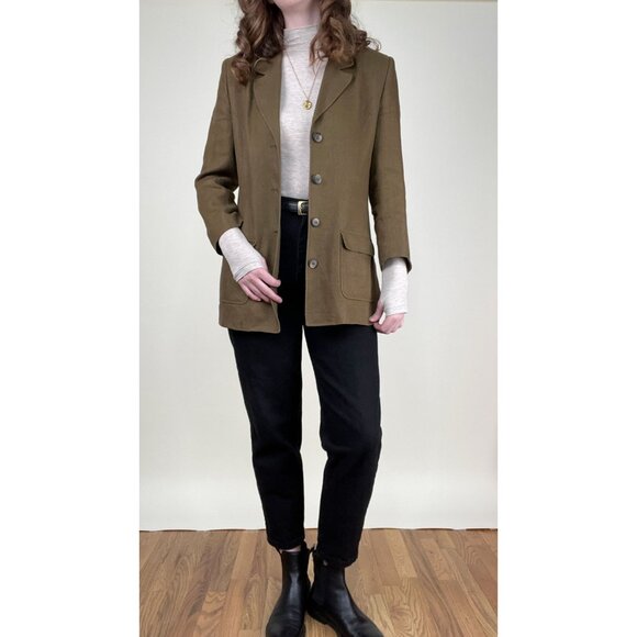 Vintage 100% Linen Blazer Jacket Coat Oversized Old Money Academia Quiet Luxury - Picture 4 of 8